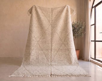 BROWN KILIM RUG, Moroccan Rug, Geometric Rug, Berber Brown And White Carpet, Tribal Rug, Handwoven Rug, Area Rug, Handmade Brown Wool Rug