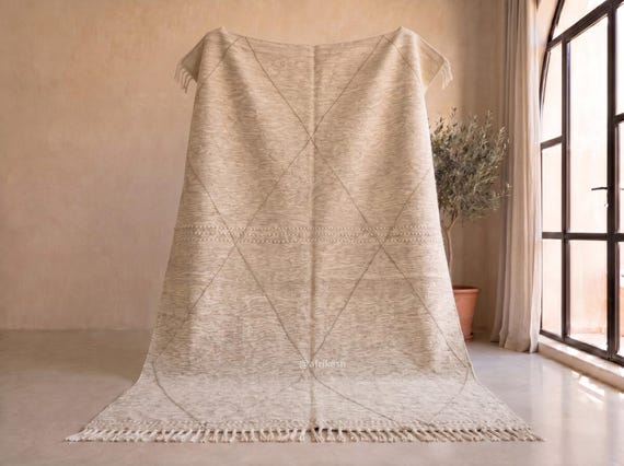 BROWN KILIM RUG, Moroccan Rug, Geometric Rug, Berber Brown And White Carpet, Tribal Rug, Handwoven Rug, Area Rug, Handmade Brown Wool Rug