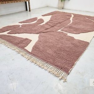 BROWN & WHITE Tufted RUG 8x11, Handcrafted Moroccan Rug, Decorative Beni Ourain Area Rug, Sheep Wool Berber Rug, Shaggy Knotted Home Rug- Afrikesh Rug - Two Side Fringes.
Pile Height: 2 cm-0.78 inches.