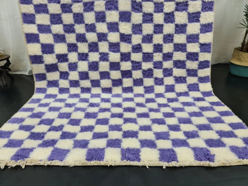 CHECKERED RUG Tribal Area Handmade Rug Checker Blue Rug - Etsy