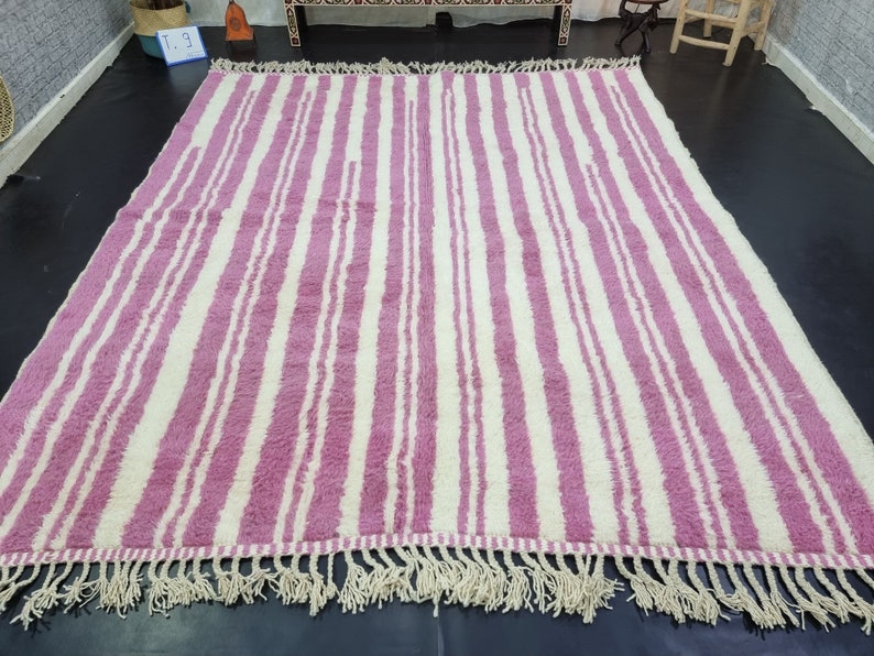 STUNNING PINK RUG Handmade Striped Wool Rug for Your Living Etsy