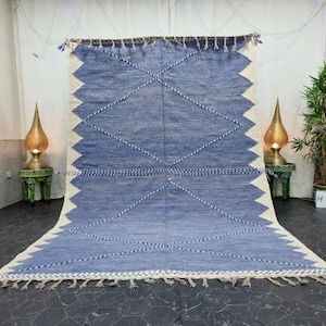 CUTE KILIM RUG, Flat Area Rug, Kilim Woven Rug, Blue Rug, Custom Blue Rug, Area Rug, Moroccan Rug, Handwoven Wool Rug, Navajo Rug, Area Rug