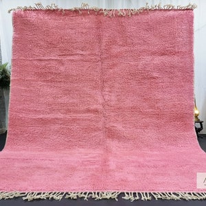 PINK MOROCCAN RUG, Custom Made Beniourain Carpet, Berber Rug, Solid Pink Rug, Handmade Rug, Sheep Wool Carpet, Handwoven Rug, Area Rug.
