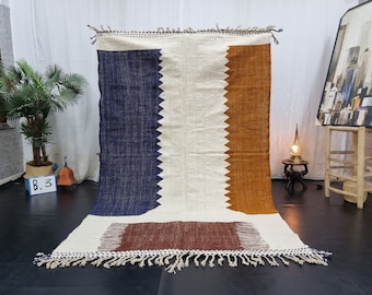 CUTE KILIM RUG, Handmade Rug, Moroccan Rug, Flatweave Rug, Brown & White Rug, Abstract Rug, Dhurrie Rug, Berber Rug, Area Rug, Wool Carpet