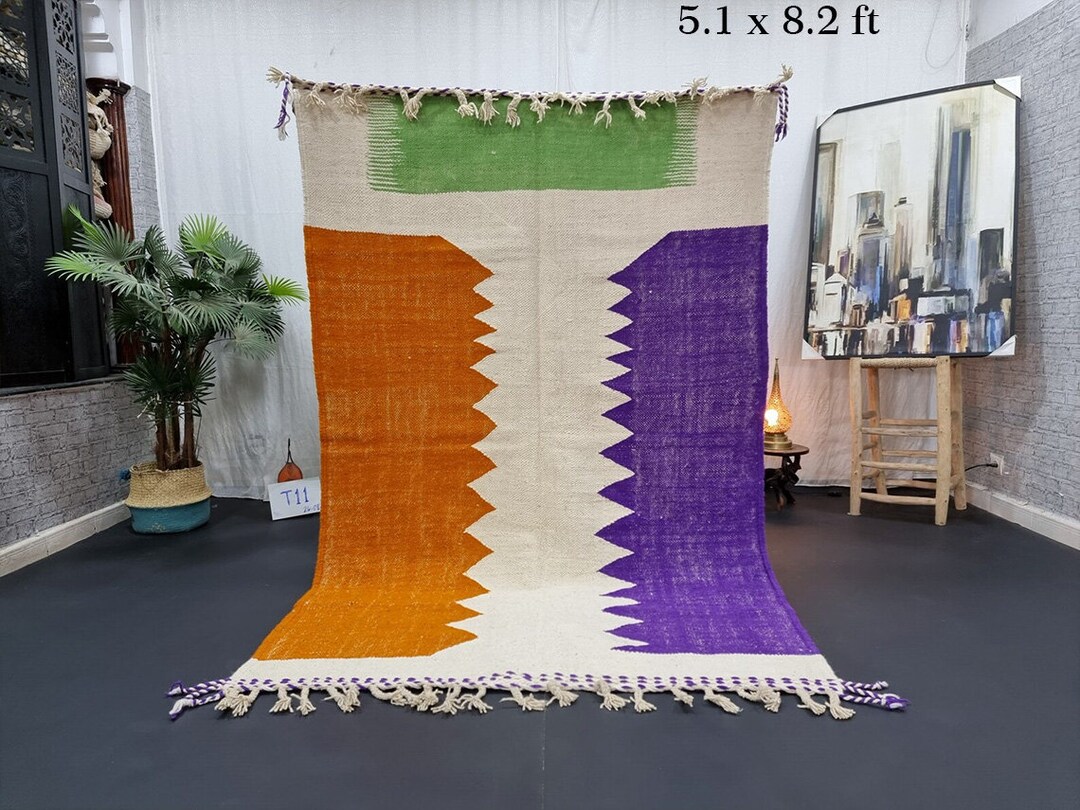 Vintage Handmade Runner Rug Flatweave Table Sheet Wool Kilim