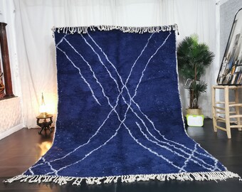 MOROCCAN BLUE RUG,  Beni Ourain Rug, Custom Handmade Blue Carpet, Abstract Blue Rug , Berber Wool Rug, Winter Tribal Rug, Scandinavian Rug