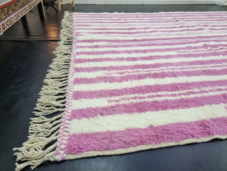 STUNNING PINK RUG Handmade Striped Wool Rug for Your Living - Etsy