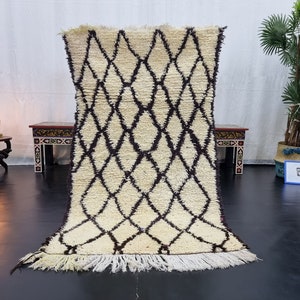 VINTAGE MOROCCAN RUG, Moroccan 2x4 Rug , Berber Tribal Rug, Geometric Rug, Beige And Dark Brown Vintage Rug, Winter Rug, Area Rug, Wool Rug