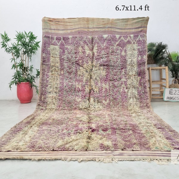 BENI M'GUILD RUG 6x11, Vintage Moroccan Carpet, Faded Mauve Handmade Rug, Bohemian Wool Area Rug, Authentic Moroccan Rug, Berber Design.