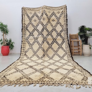ORIGINAL MOROCCAN RUG 6x13, Vintage Wool Carpet, Handmade Beni Ourain Rug, Geometric Berber Design, One-of-a-Kind Area Rug.