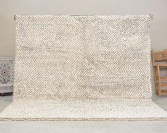 Alfombra auténtica, alfombra marroquí, alfombra Beni Ouarain, alfombra de lunares, alfombra bereber blanca, alfombra tribal de lunares, tapis marocain, alfombra marroquí