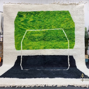 MARVELOUS BENIOURAIN RUG, Custom Moroccan Rug, Green and Black Rug, Handmade Berber Rug, Abstract Carpet, Wool Rug, Handwoven Area Rug.
