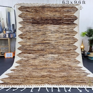 PLAIN KILIM CARPET, Moroccan Rug 6x9, Berber Rug, Flat Panel Brown and White Rug, Geometric Rug, Area Rug, Handwoven Rug, Sheep Wool Rug.