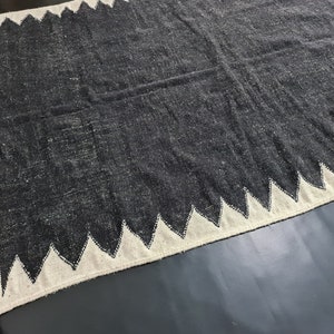 KILIM MOROCCAN RUG, Flat Area Rug, Handmade Rug, Black and White Rug, Custom Black Rug, Flatweave Kilim, Moroccan Rug, Black Rug, Plain Rug image 6