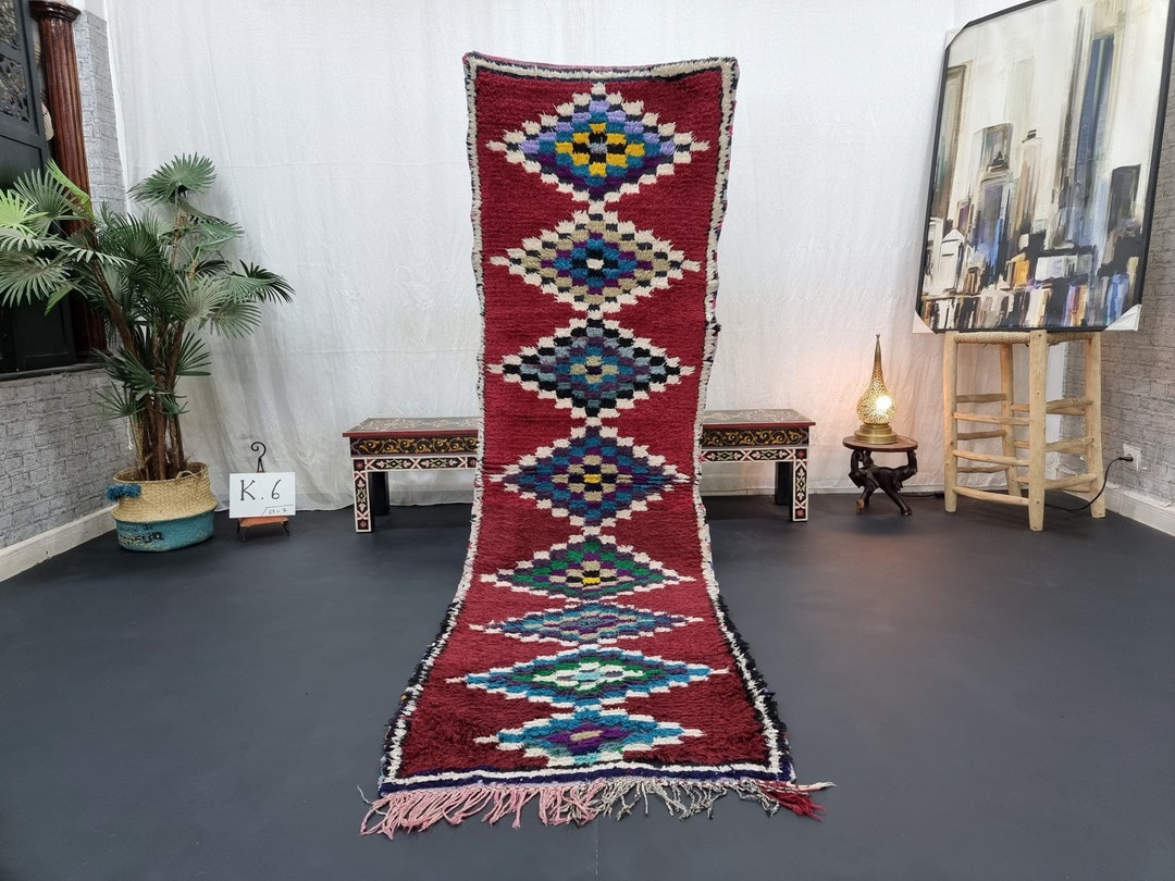 PRETTY VINTAGE RUG, Moroccan Rug 2x8, Berber Rug, Geometric Rug