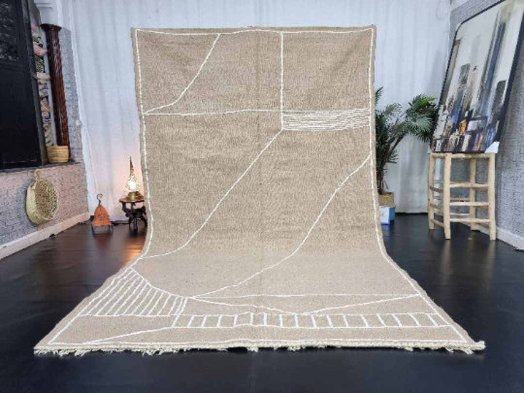 KILIM MOROCCAN RUG, Flat Area Rug, Handmade Rug, Beige & White Rug