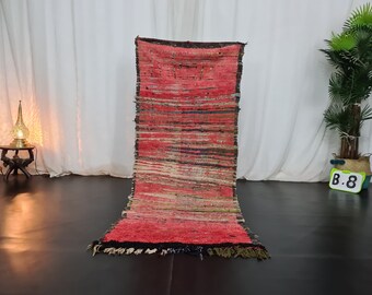Dywan marokański vintage, mały ręcznie robiony dywan, wyblakły czerwony dywan, dywan plemienny berberyjski, jednolity dywan boho, dywan wełniany