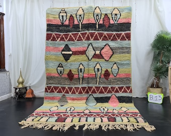 Authentic Moroccan Rug, Handmade Rug, Green Berber Rug, Abstract Rug, Boujaad Rug, Berber Symbols Rug, Teppish Marokko, Bohemian Rug