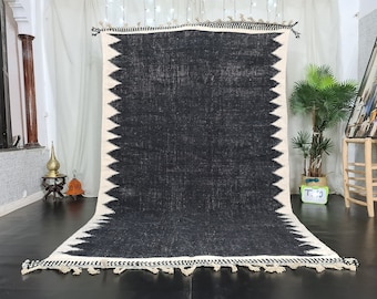 KILIM MOROCCAN RUG, Flat Area Rug, Handmade Rug, Black and White Rug, Custom Black Rug, Flatweave Kilim, Moroccan Rug, Black Rug, Plain Rug