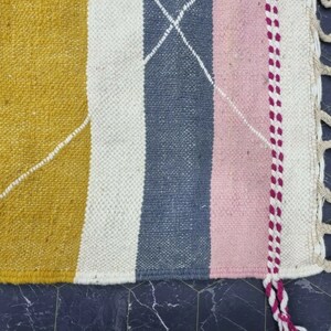 TAPPETO KILIM UNICO, tappeto a tessitura piatta, tappeto tessuto Kilim, tappeto colorato, tappeto geometrico personalizzato, tappeto ad area, tappeto marocchino, tappeto in lana intrecciata a mano, tappeto Funky immagine 8
