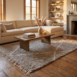BERBER MOROCCAN RUG, Handmade Beni Ourain Rug, Custom BeniOurain Rug, Azilal White and Brown Rug, Handmade Wool Rug, Moroccan Berber Rug. image 3