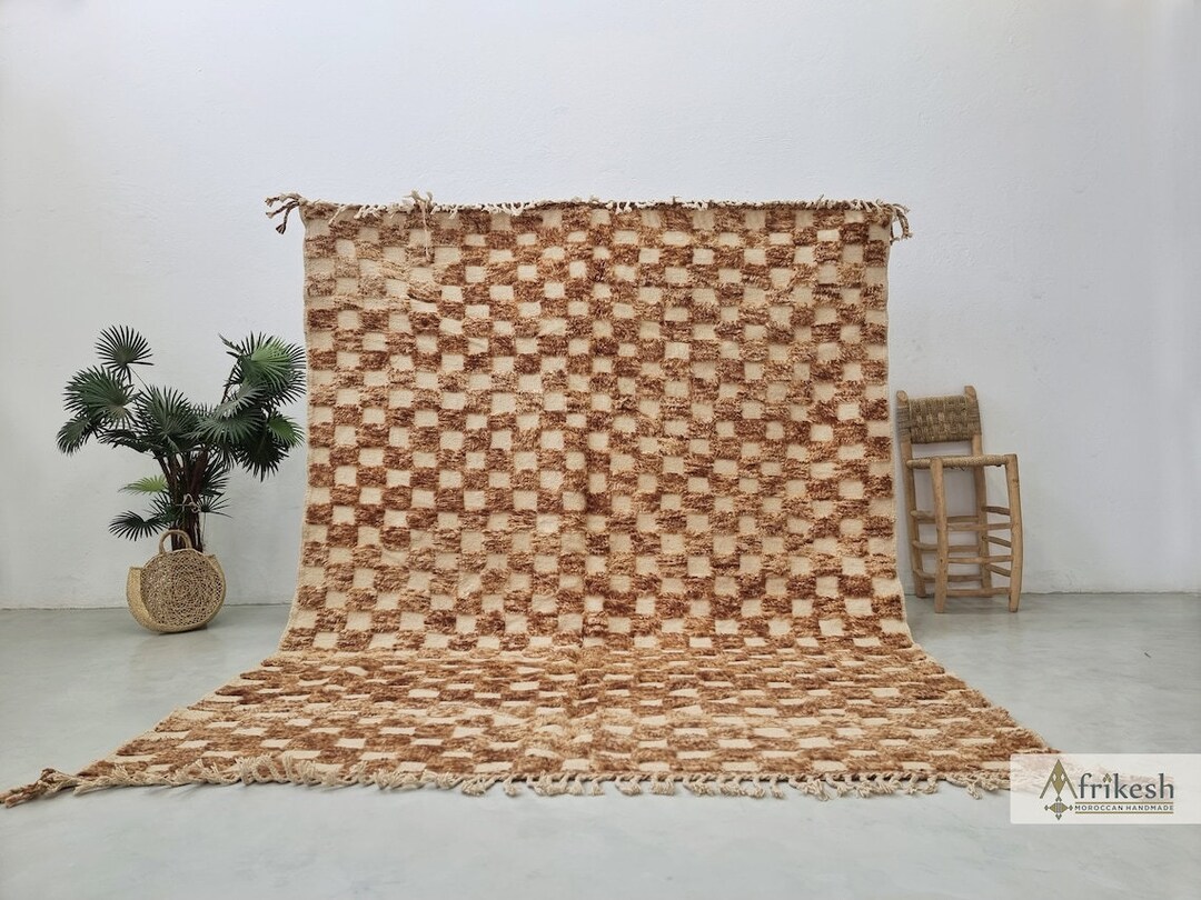 Tapis Marocain Berbère 6.5x10 Ft - Laine Tuftée Main - Blanc Cassé Moderne