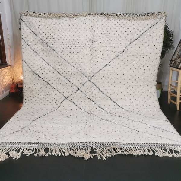 Amazing Beni Ourain Rug,  Moroccan Handmade Carpet, Artistic Tribal Rug, Berber Wool  Rug, Tapis berbere, Dotted Beniourain Rug