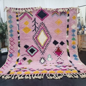 BABY PINK RUG, Custom Moroccan Rug, Maximalist Berber Rug, Cute Beni Ourain Rug, Pink Wool Rug, Handmade Geometric Rug, Cozy Chic Area Rug.