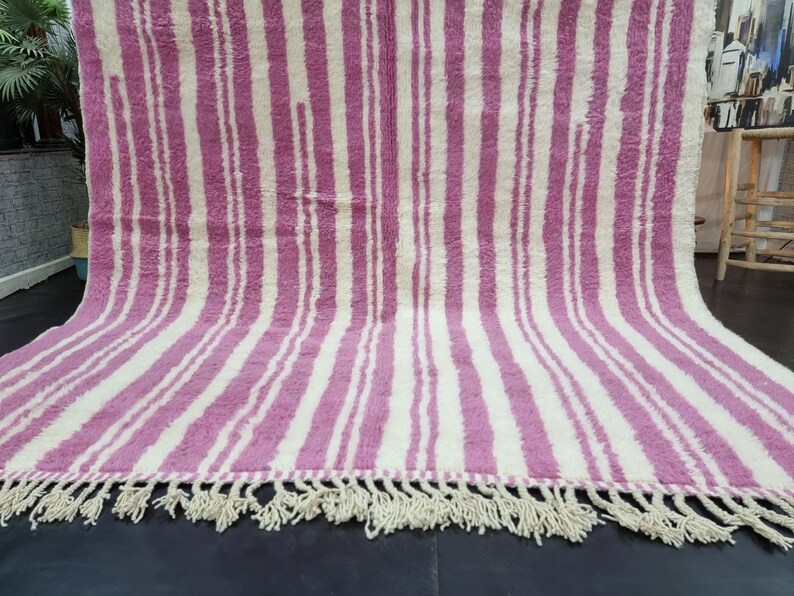 STUNNING PINK RUG Handmade Striped Wool Rug for Your Living Etsy