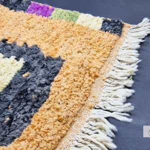 PRETTY BOUJAAD RUG, Moroccan Runner 2x11, Checkered Rug, Berber Rug, Large Orange and Purple Runner, Wool Rug, Handwoven Rug - Afrikesh Rug - One Side Fringes.
Pile Height: 1.5 cm-0.59 inches.