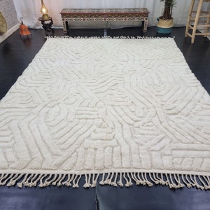 Moroccan Handmade Carpet 
Moroccan Rug
Ivory Beni Ourain Rug
Custom Rug
Berber Rug
Sheep Wool Rug
Handwoven Abstract Rug
Area Rug
Two Side Fringes