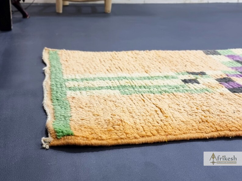 PRETTY BOUJAAD RUG, Moroccan Runner 2x11, Checkered Rug, Berber Rug, Large Orange and Purple Runner, Wool Rug, Handwoven Rug - Afrikesh Rug - One Side Fringes.
Pile Height: 1.5 cm-0.59 inches.
