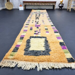 PRETTY BOUJAAD RUG, Moroccan Runner 2x11, Checkered Rug, Berber Rug, Large Orange and Purple Runner, Wool Rug, Handwoven Rug - Afrikesh Rug - One Side Fringes.
Pile Height: 1.5 cm-0.59 inches.