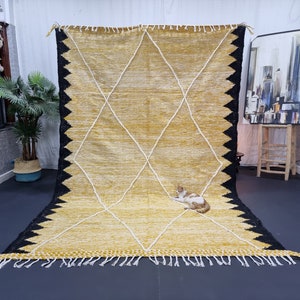 KILIM MOROCCAN RUG, Flat Area Rug, Handmade Rug, Yellow & Black Rug, Custom Yellow Rug, Flatweave Rug, Geometric Rug, Berber Rug, Wool Rug