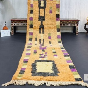 PRETTY BOUJAAD RUG, Moroccan Runner 2x11, Checkered Rug, Berber Rug, Large Orange and Purple Runner, Wool Rug, Handwoven Rug - Afrikesh Rug - One Side Fringes.
Pile Height: 1.5 cm-0.59 inches.