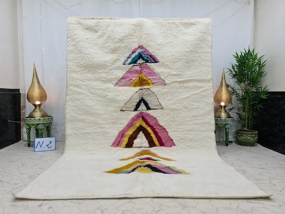 Fabulous Beni Ourain Carpet, Vibrant Moroccan Rug, Handmade Wool Rug, Tapis Marocain, Teppish Marokko, Rainbow Colored Rug, Authentic Wool.