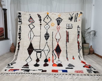 Marokkaans Azilal-tapijt, handgemaakt Marokkaans tapijt, handgeweven berberwollen tapijt - abstract ontworpen tapijt, kleurrijke wol, teppich marokko
