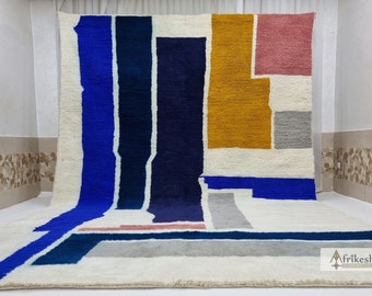 素晴らしいベニオレインラグ、モロッコ特注ラグ、ベルベルラグ、ダーク