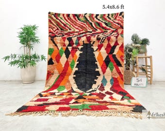 Tapis Berbère Marocain 5x8 Ft - Laine De Mouton Tissée Main - Motif Boho Multicolore