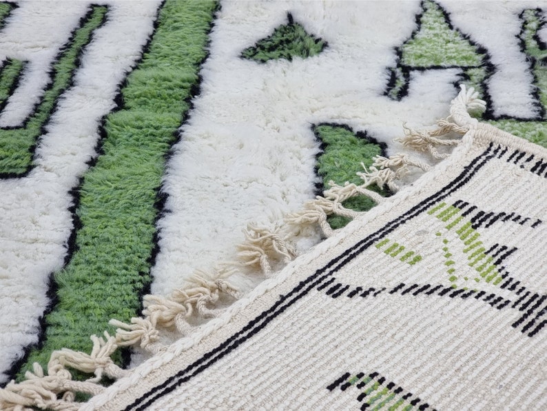 ARTISTIC WOOL RUG, Moroccan Handmade Rug, Mint Green Rug, Abstract Green Rug, Bohemian AfriKesh Rug, Handmade Wool Carpet, Berber Funky Rug image 8