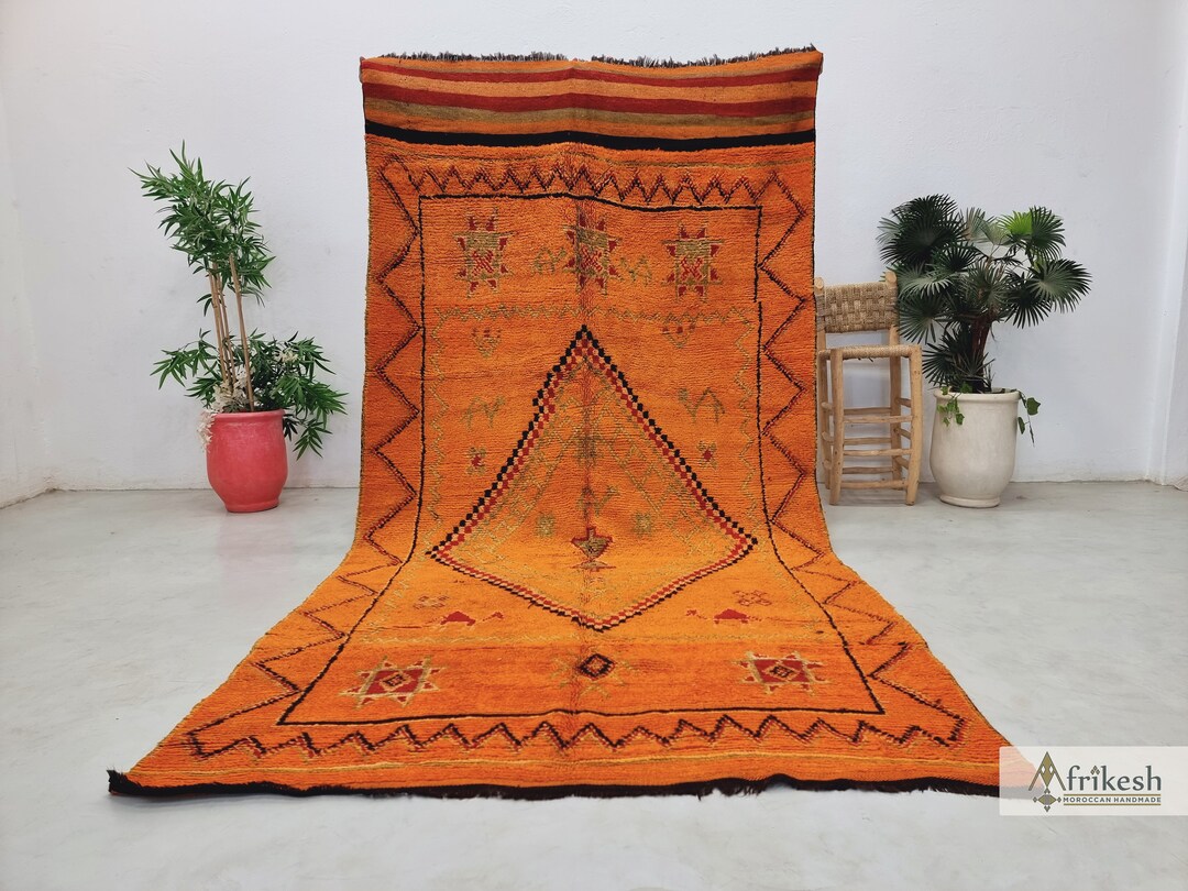 Moroccan Tribal OLD Sbai CARPET, Handmade WOOL Rug 6x11, Geometric
