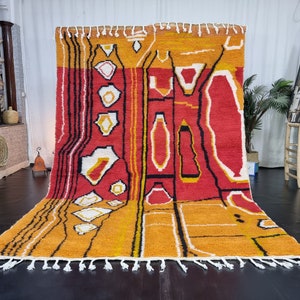 Handmade COLORFUL MOROCCAN RUG, Unique Abstract Beni Ourain Rug, Custom Cozy Chic Wool Rug, Bohemian Area Rug, Handwoven Funky Rug.