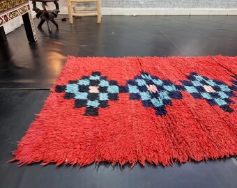 ヴィンテージ モロッコ ラグ、ベルベル ラグ 2x7、本物のハンドメイド