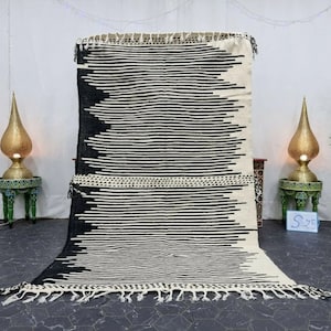 AMAZING KILIM RUG - Flat Area Rug - Kilim Woven Rug - Black and White Rug - Custom Black Rug - Area Rug -Moroccan Rug - Handwoven Wool Rug