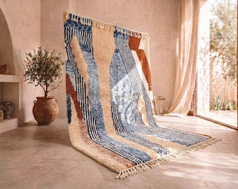 BENI OURAIN RUG, Personalized Moroccan Rug, Handmade Gray & Red Rug, Patchwork Area Rug, Authentic Wool Rug, Shag Berber Carpet, Beni Rugs.