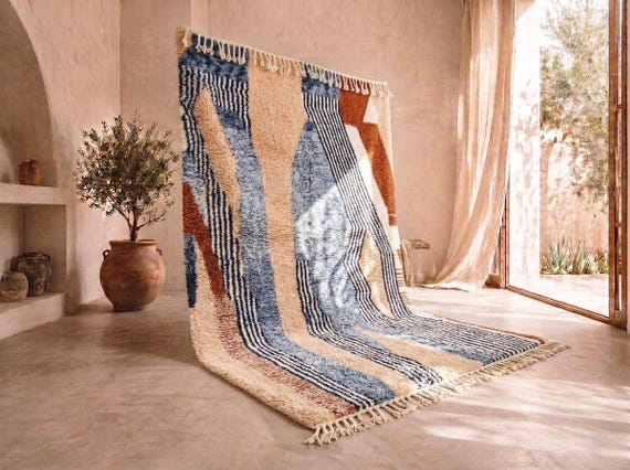 BENI OURAIN RUG, Personalized Moroccan Rug, Handmade Gray & Red Rug, Patchwork Area Rug, Authentic Wool Rug, Shag Berber Carpet, Beni Rugs.