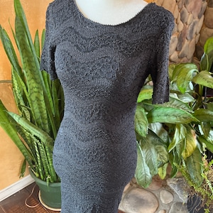 90s black lace and beaded neck dress with low back