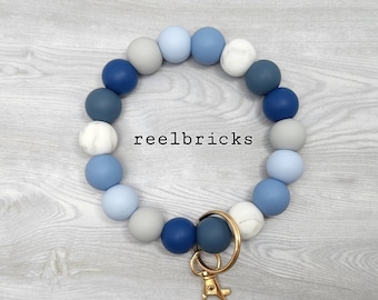CIARA Silicone Beaded Wristlet - Bangle Keychain - Key Ring Bracelet - Minimalist Jewelry- Lobster Clasp - Gift for Her - Teacher