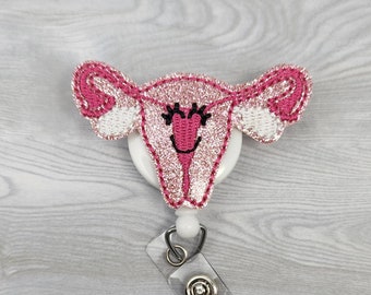 Happy Uterus Feltie Nurse Organ Feltie Reproductive Nurse Badge Reel INTERCHANGEABLE Doctor Retractable ID Pediatric Doctor Medical Feltie