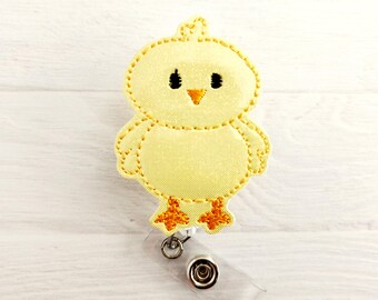 Holographic Easter Chick Feltie - Nurse Badge Reel - Xray Tech Badge Clip - INTERCHANGEABLE - Retractable ID - Teacher Gift - Baby Chick